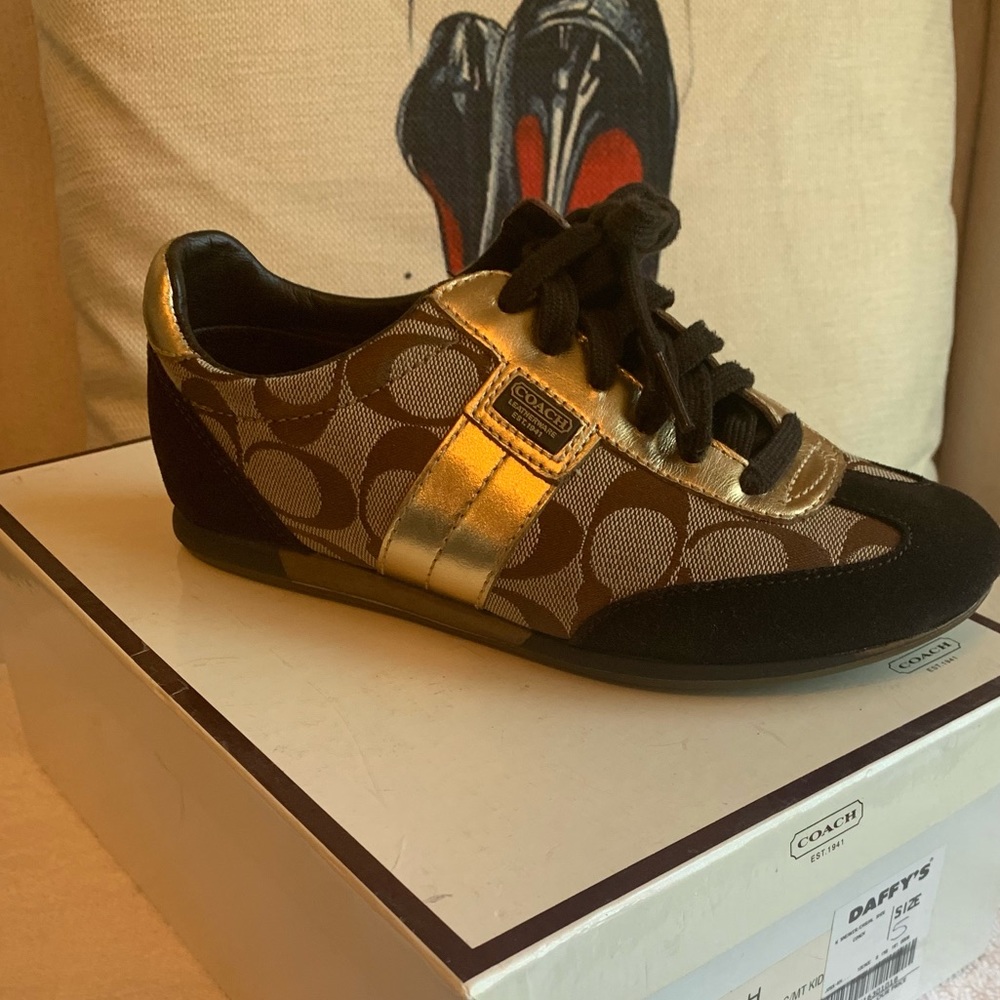 COACH Signature Sneakers- Brown and Gold